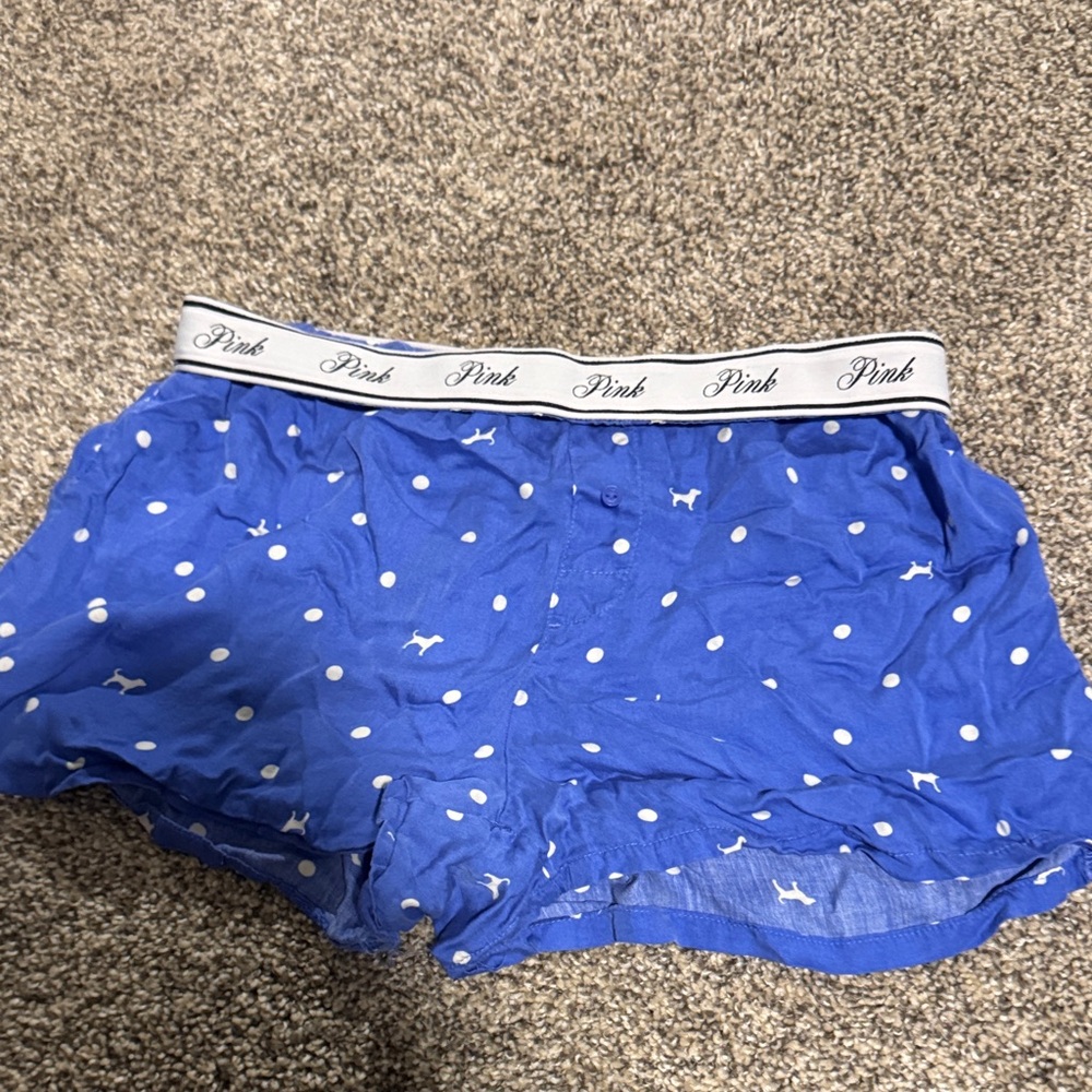 PINK Victoria's Secret Blue and White Polka Dot Shorts